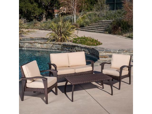 Christopher Knight Home Honolulu Outdoor 4pc Brown Wicker Seating Christopher Knight Home Honolulu Outdoor 4pc Brown Wicker Seating Set With Cushions