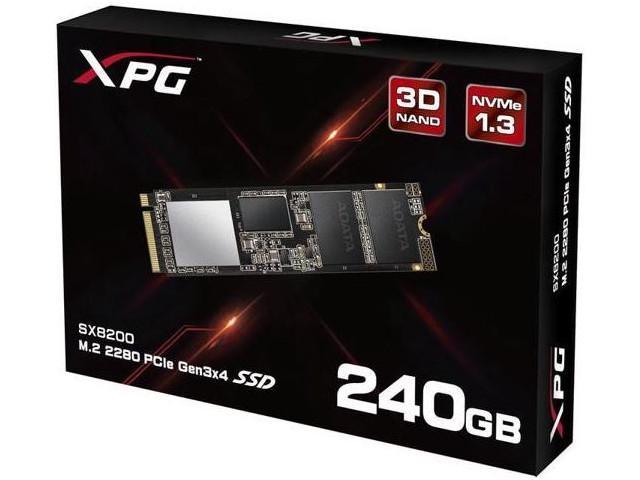 XPG SX8200 PCIe NVMe Gen3x4 M.2 2280 240GB SSD (ASX8200NP-240GT-C) w/ Black XPG Heatsink