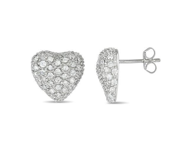Sterling Silver Heart Shape Round Cubic Zirconia Earrings Newegg Sterling Silver Heart Shape Round Cubic Zirconia Earrings