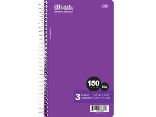 BAZIC C//R 150 Ct 9.5 X 5.75 3-Subject Spiral Notebook