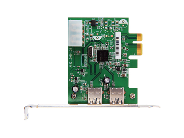 Adaptador PCIE 2.0 a 2 puertos USB 3.0 5000 MBit/s color verde Transcend TS-PDU3 