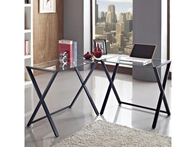 Walker Edison D51x29cb Glasetal X Frame Corner Computer Desk Walker Edison D51x29cb Glasetal X Frame Corner Computer Desk