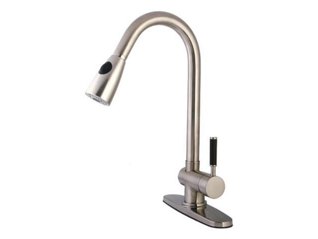Kingston Brass Gs8898dkl Gourmetier Kaiser Single Handle Pull Down Spray Kitchen Faucet Satin Nickel Newegg Com