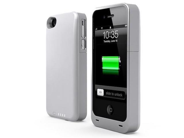 UNU White/Silver 2400 mAh Power DX PLUS Protective Battery Case for iPhone 4 / 4S unu-dx-2400-WT/sil