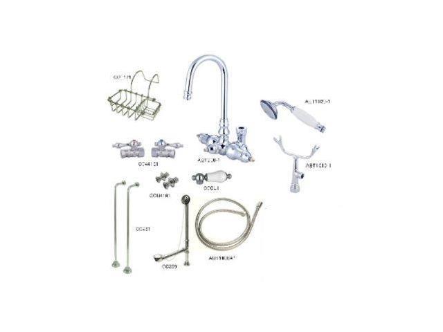 Kingston Brass Cck12t1ss Sb Vintage Wall Mount Gooseneck Clawfoot Tub Filler With Shower Mixer Kit In Polished Chrome Newegg Com - roblox mounts holders newegg com