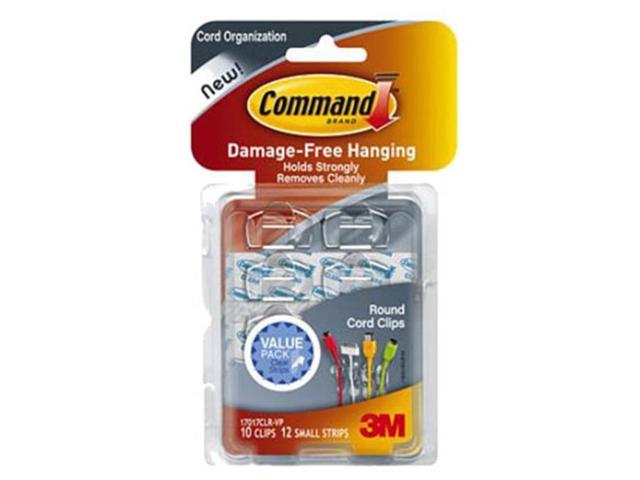 3M Command Clear Cord Clips Medium Strong Hold Wire Clip 17301 4 Clips 5 Strips 