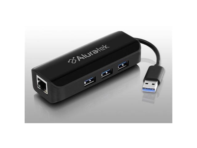 Aluratek AUEH0303F 3-Port USB 3.0 Hub with Gigabit Ethernet Adapter