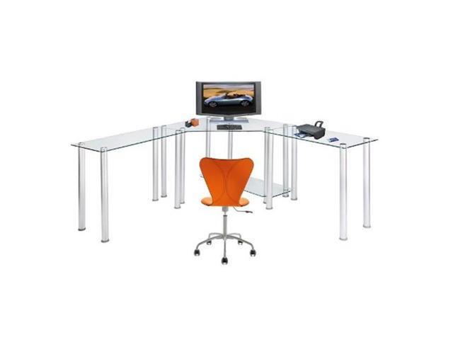 Rta Home And Office Ct 013lr Clear Tempered Glass Corner Computer Desk With Left Right Extention Tables Newegg Com