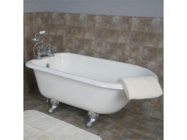 Cambridge Plumbing Inc Rr55 Nh Bn Cast Iron Rolled Rim Clawfoot Tub 55 X 30 In With No Faucet Drillings And Brushed Nickel Feet Newegg Com