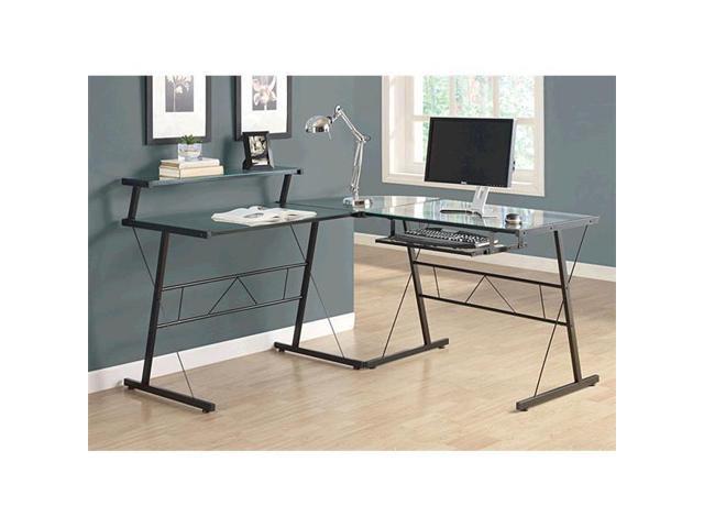 Monarch Specialties Black Metal L Shaped Computer Desk With
