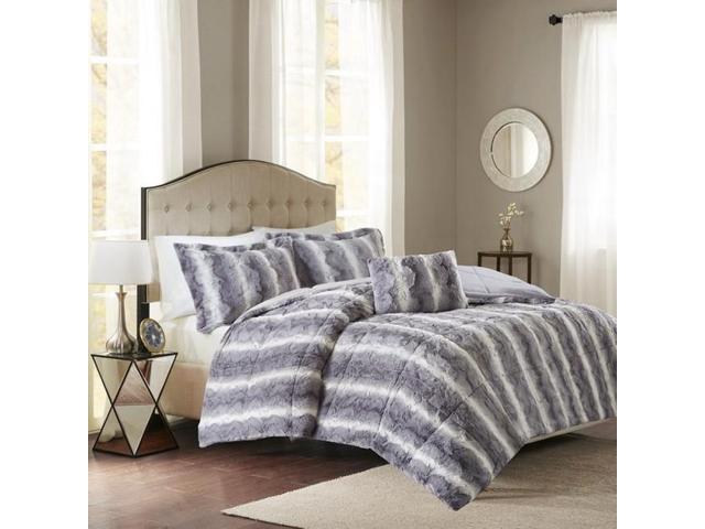 Madison Park Mp10 3076 Zuri Faux Fur Comforter Set Full Queen