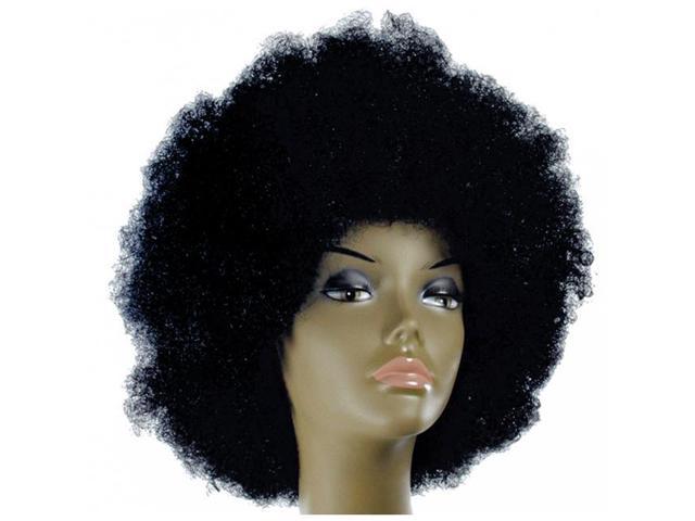 blue and white afro wig