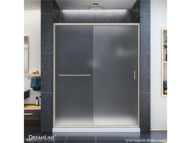Dreamline Shdr 0954720 04 Fr 72 X 50 54 In Infinity Z Semi Frameless Sliding Shower Door Frosted Glass Brushed Nickel Newegg Com