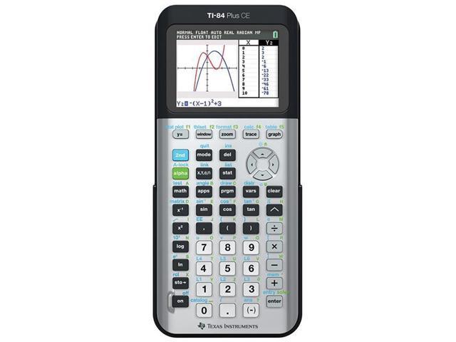Photo 1 of Texas Instruments - - Texas Instruments TI-84 Plus CE Graphing Calculator - Impact Resistant Cover, Clock, Date/Time Display - 3 MB, 154 KB - ROM, RAM - Battery Powered - Space Gray