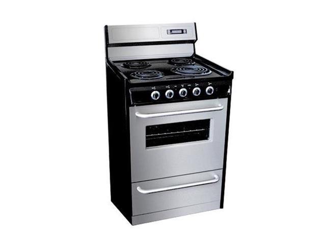 Summit Appliances Tem230bkwy 30 Inch Electric Gas Range With Clock