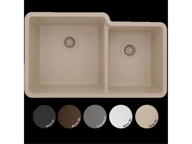Lexicon Platinum Lp 6040 C Offset Double Bowl Quartz Composite Kitchen Sink Concrete Newegg Com