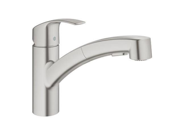 Grohe 30306dc0 Eurosmart Pullout Spray Single Hole Kitchen Faucet Supersteel Newegg Ca