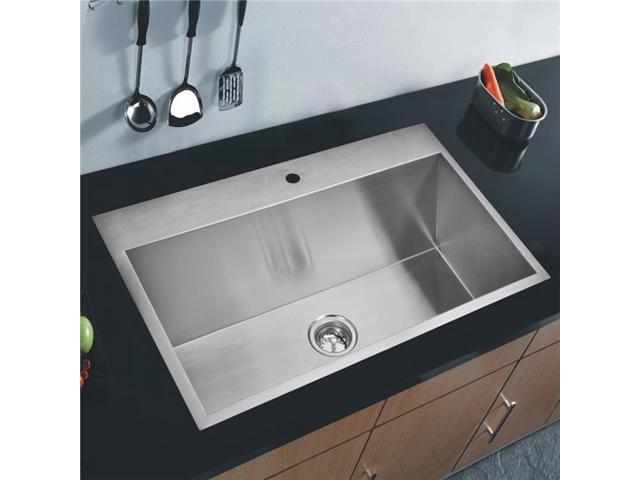 Water Creation Sss Ts 3322a 16 33 X 22 In Gray Zero Radius Single Bowl Stainless Steel Hand Made Drop Kitchen Sink Premium Scratch Resistant