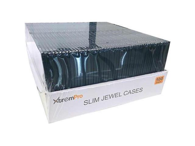 XtremPro Slim CD DVD Jewel storage Replacement Case 0.2" inch 100 Pack - Clear w/ Black Bottom (11072)