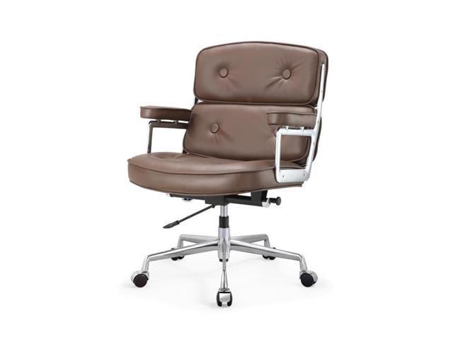 Meelano 310 Dbr M310 Office Chair In Aniline Leather Aluminum