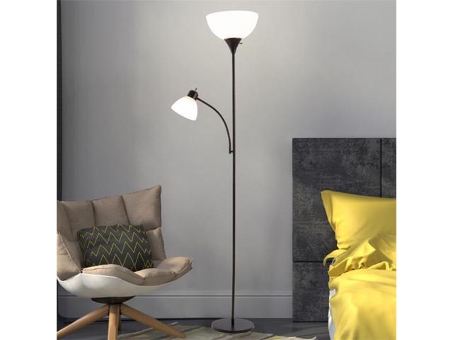 Lavish Home 72 Torch 4 Torchiere Floor Lamp With Reading Light Sy Metal Base Heat Resistant Plastic Shade Energy Saving Led Bulbs Black