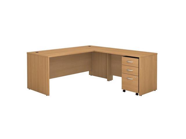 Bush Business Furniture Src001losu 72 In Series C L Shaped Desk With 48 Return Mobile File Cabinet Light Oak Newegg Com
