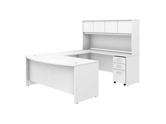 Bush Business Furniture Stc003wh 72 X 36 In Studio C U Shaped Desk With Hutch Mobile File Cabinet White Newegg Com