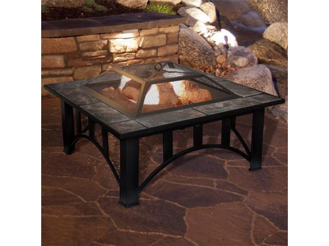 Pure Garden 50 107 33 In Square Wood Burning Marble Tile Fire Pit