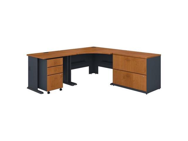 Bush Business Furniture Sra054ncsu 48 In Series A Corner Desk With 36 Return File Cabinets Natural Cherry Newegg Com