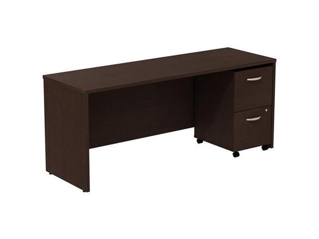 Bush Business Furniture Src030mrsu Series C Desk Credenza With 2 Drawer Mobile Pedestal Mocha Cherry Newegg Com