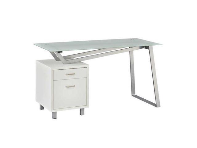 Mayline 1001vgww Soho V Desk With Glass Top White Newegg Com