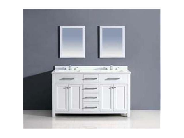 Dawn Kitchen Aams 6001 Solid Wood Frame Mirror Pure White Ceramic Double Bowl And Cabinet Unit Newegg Com
