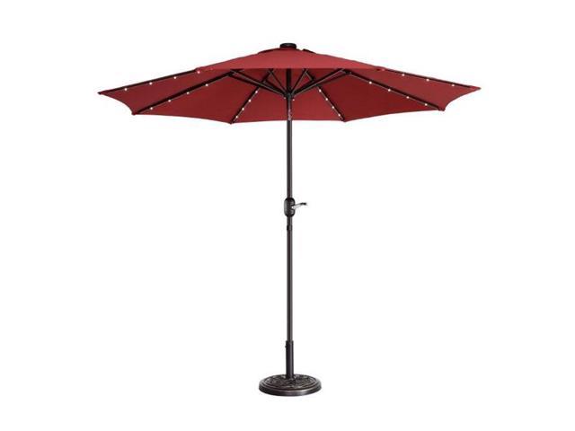 Villacera 83 Out5423 9 Ft Led Lighted Outdoor Patio Umbrella With 8 Steel Ribs Push Button Tilt Red Patio Umbrellas Bases Newegg Ca