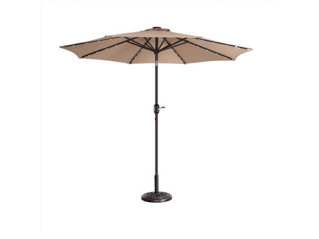 Villacera 83 Out5420 9 Ft Led Lighted Outdoor Patio Umbrella With 8 Steel Ribs Push Button Tilt Beige Newegg Com