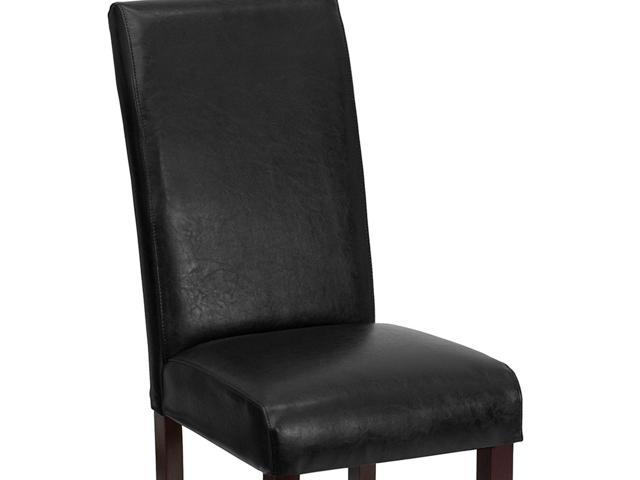 black leather parsons chair