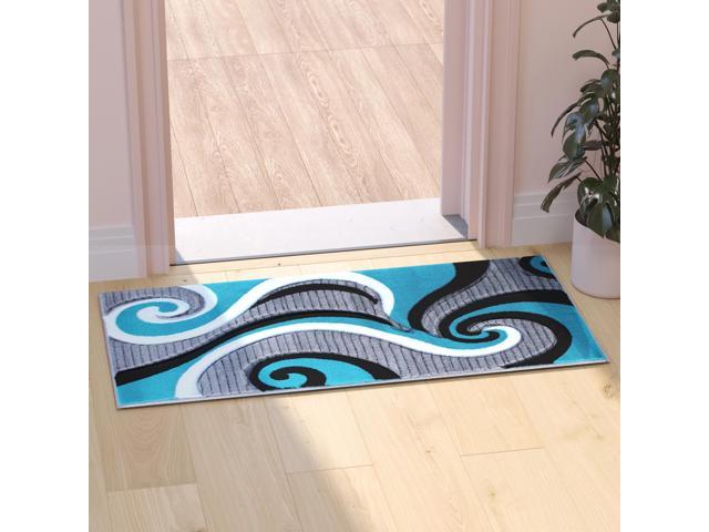 Flash Furniture Modern High-Low Pile Swirled 5' x 7' Turquoise Area Rug - Olefin Accent Rug