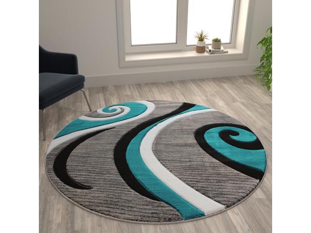 Flash Furniture Modern High-Low Pile Swirled 5' x 7' Turquoise Area Rug - Olefin Accent Rug