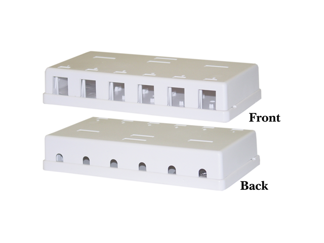 Cable Wholesale Blank Surface Mount Box for Keystones, 6 Hole - White