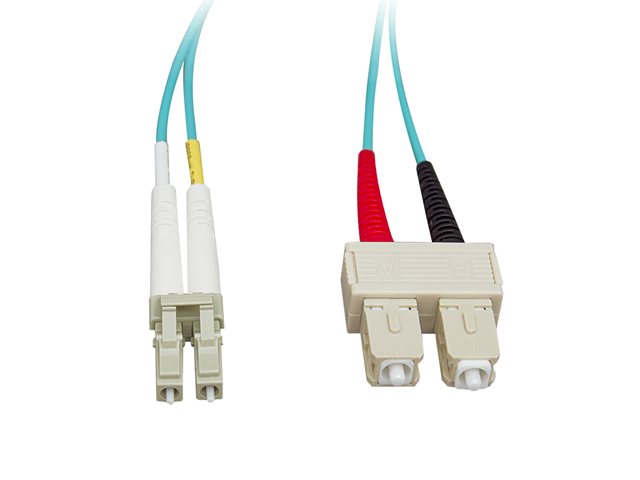 Cable Wholesale Fiber Optic Cable, LC / SC, Multimode, Duplex, 10-Gigabit Aqua, 50 / 125, 3 meter (13 foot)