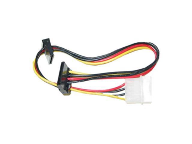 Cable Wholesale Molex to Dual SATA Power Cable, 4 Pin Molex Male to Dual Serial ATA Female, 14 inch