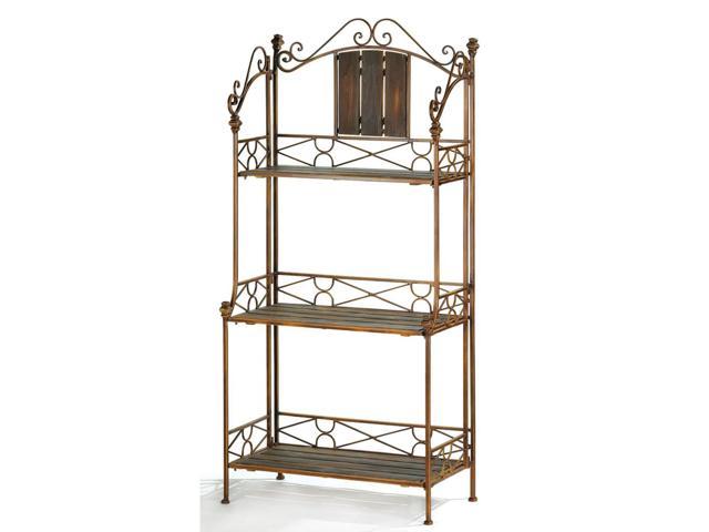 Home Decor Kitchen Rustic Metal Scrollwork And Wood 3 Shelf