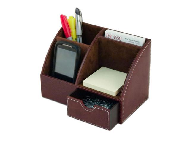 A3013 Desktop Organizer Top Grain Mocha Leather 4 Total