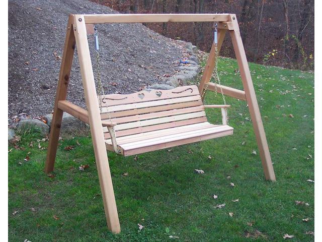Creekvine Designs Outdoor Garden 6 Cedar Country Hearts Porch Swing With Stand Newegg