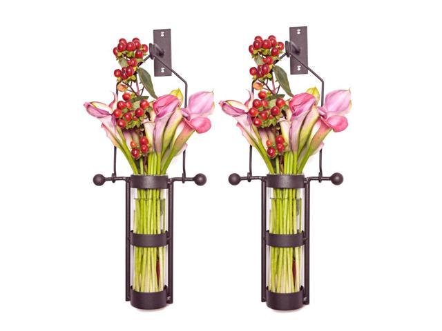 Danya B Home Decorations Wall Mount Hanging Glass Cylinder Vase