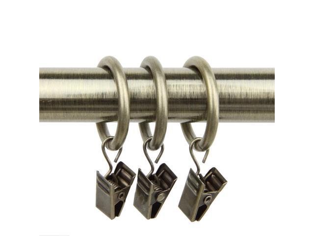 Rod Desyne 10 Curtain Rings With Clips 1 Inch I D Antique Brass