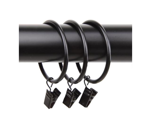 Rod Desyne 10 Curtain Rings With Clips 2 Inch I D Black Newegg Com