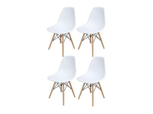 Amerihome White Wooden Leg Accent Chairs 4 Piece Set Newegg Com