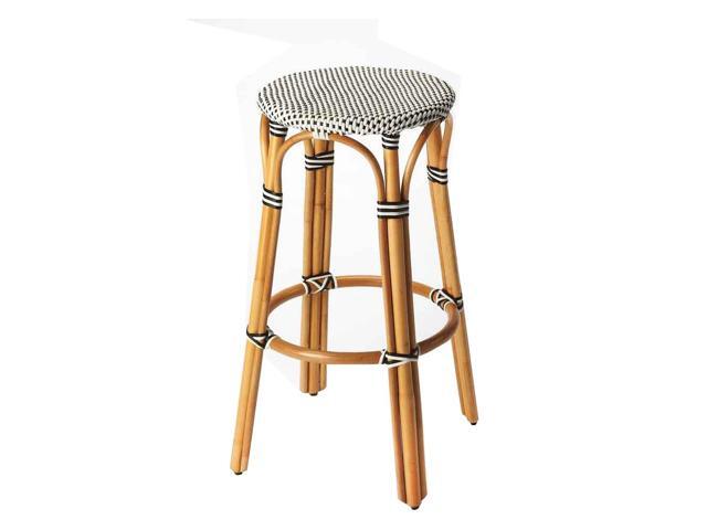 Butler Tobias Polyurethane Synthetic Rattan Bar Stool Black And