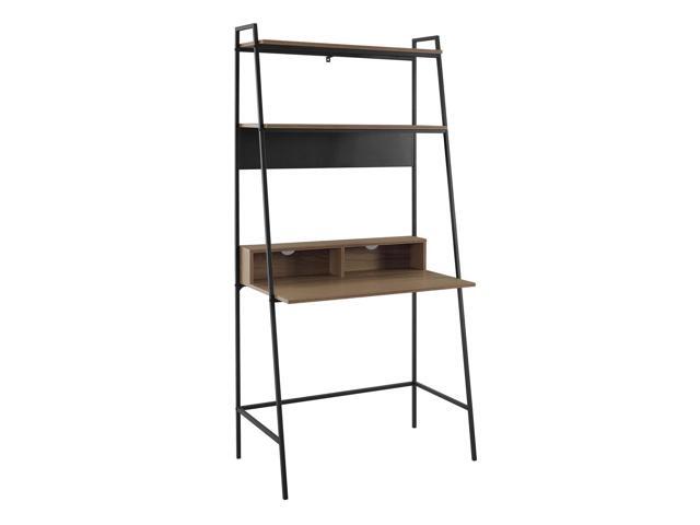 Offex 36 Metal And Wood Ladder Computer Desk With Bookshelf Mocha Newegg Com