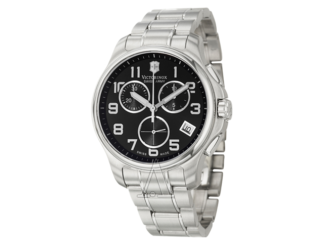 victorinox men's chronograph officer stainless steel bracelet watch 42mm